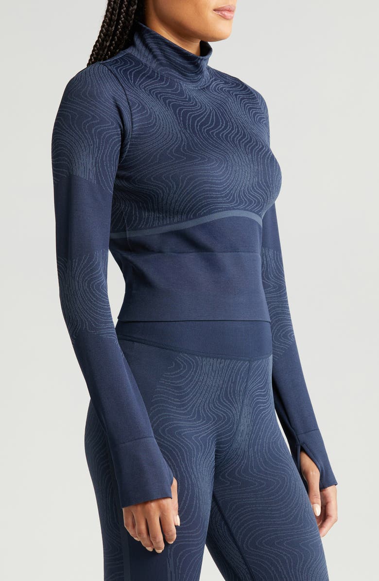 Zella Seamless Jacquard Mock Neck Base Layer Top, Alternate, color, 