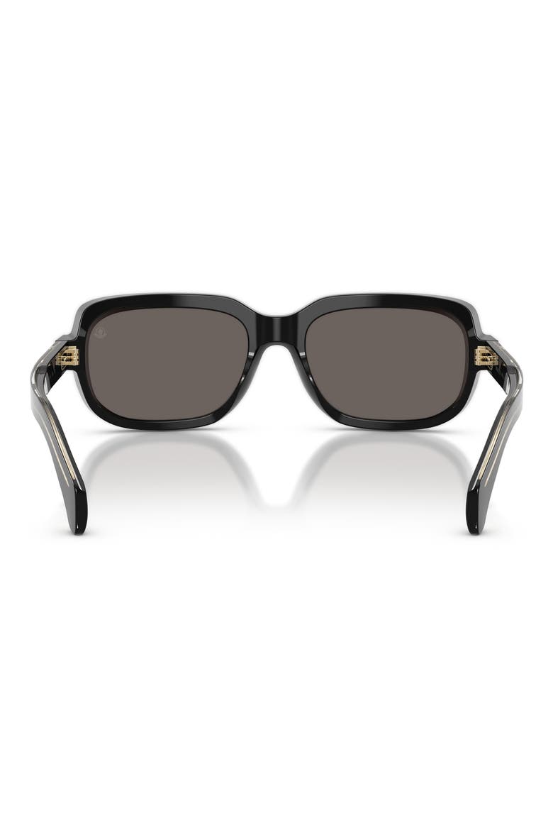 55mm Pillow Sunglasses, Alternate, color, SHINY BLACK / DARK GREY