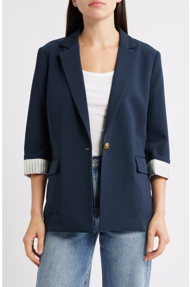 Jennie Elbow Sleeve Crepe Blazer, Main, color, SAL