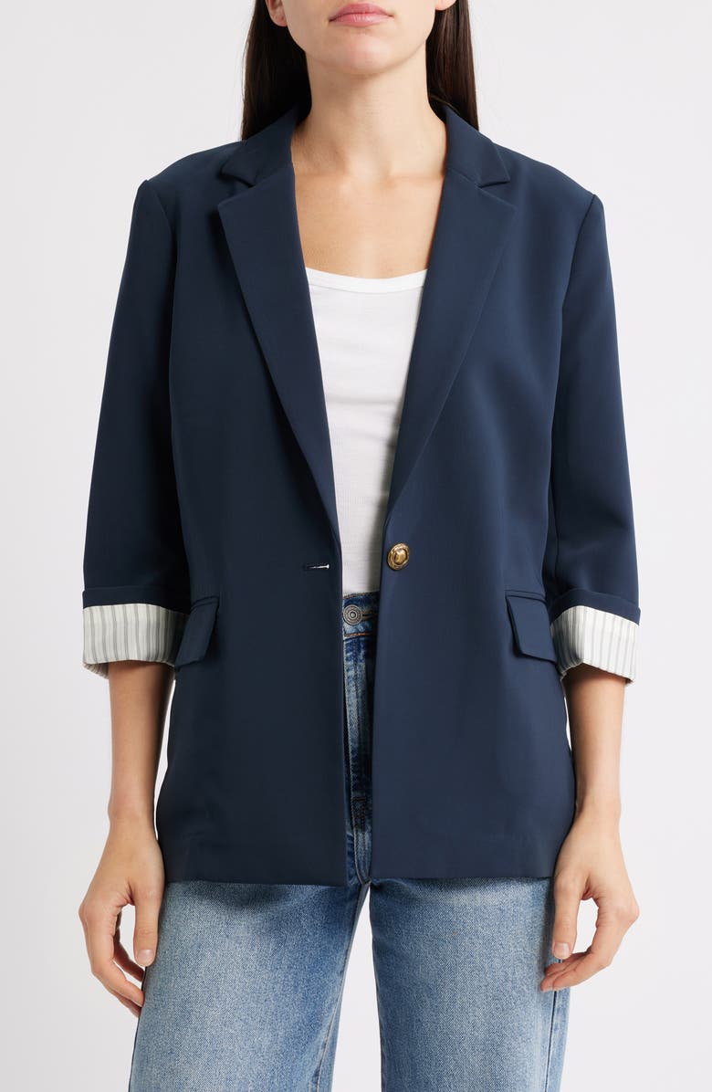 rag & bone Jennie Elbow Sleeve Crepe Blazer, Main, color, Sal