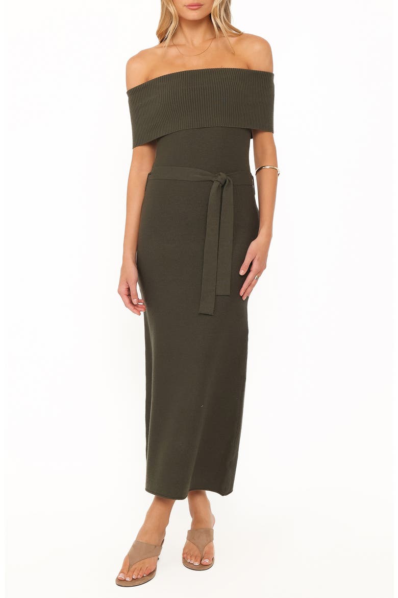 Colleen Off the Shoulder Maxi Dress, Main, color, OLIVE GREEN