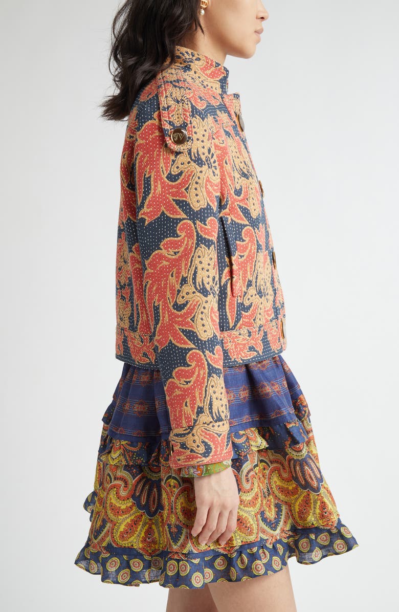 Valentino Garavani Crop Paisley Jacket, Alternate, color, Indigo