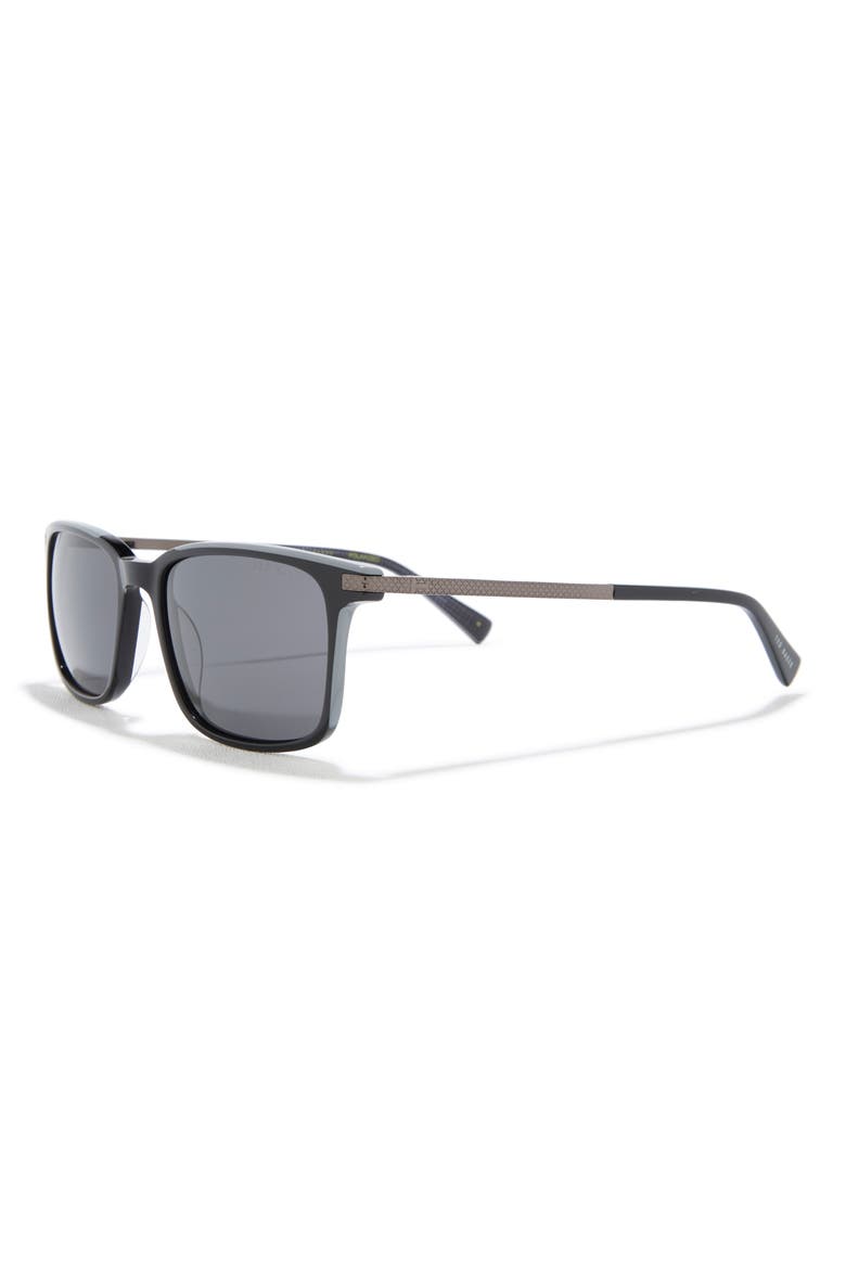 56mm Polarized Square Sunglasses, Alternate, color, BLACK