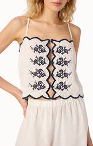 CAMI NYC Nazare Floral Embroidery Linen Camisole