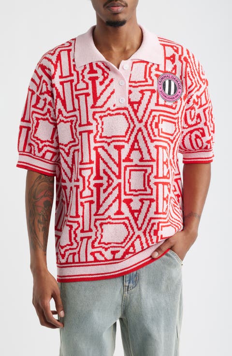 Logo Jacquard Polo Sweater