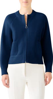 Akris Cashmere Piqué Zip-Up Cardigan