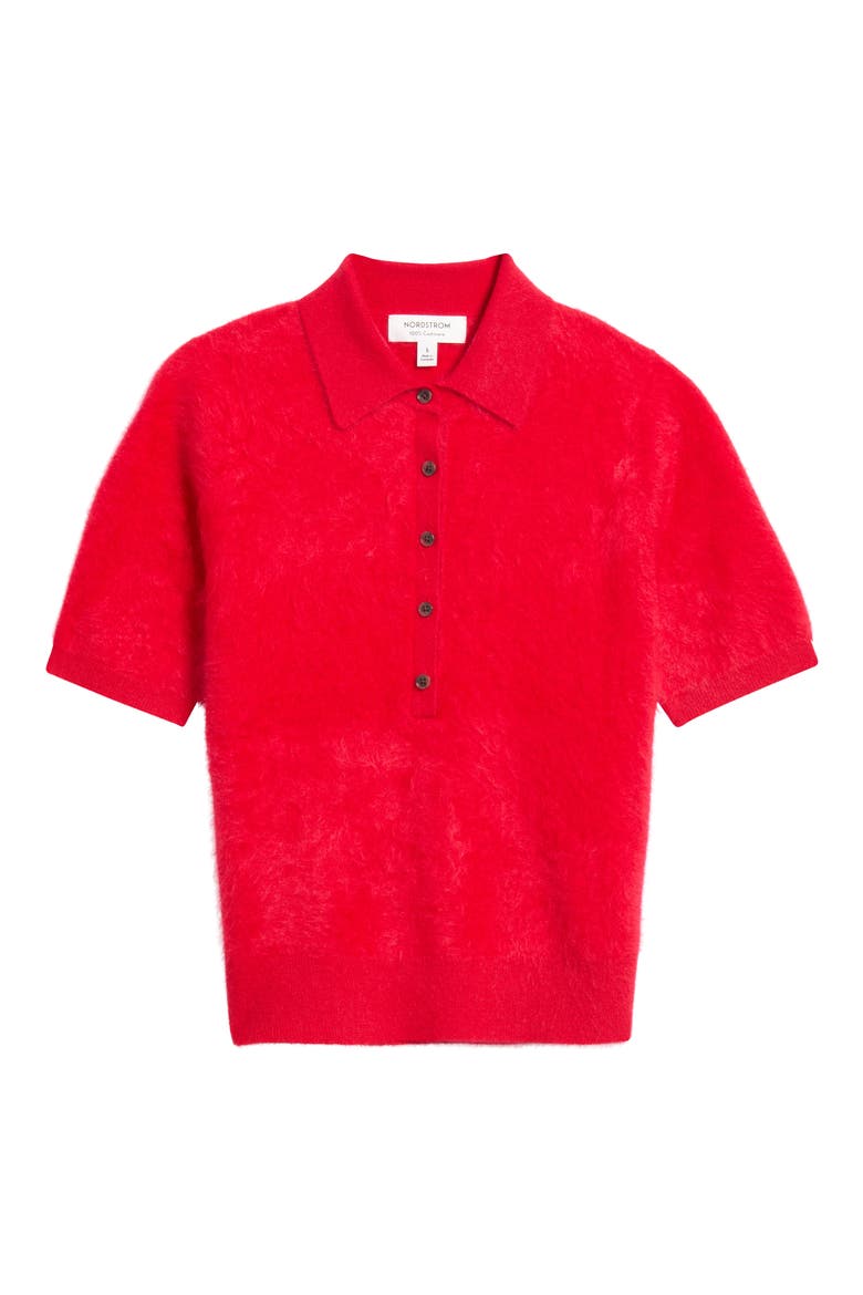 Brushed Cashmere Polo Sweater, Main, color, RED CELEBRATION