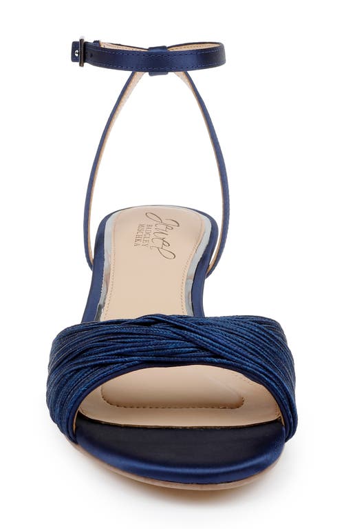 Jewel Badgley Mischka Nance Ankle Strap Kitten Heel Sandal In Navy Satin