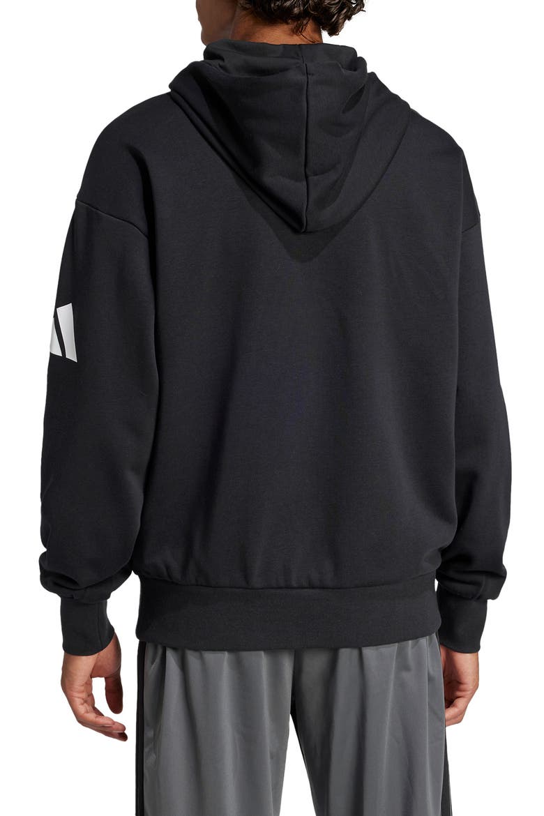 Essentials Loose 3-Bar Hoodie, Alternate, color, BLACK/ WHITE