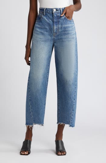 MOUSSY VINTAGE Cloverhill Step Hem High Waist Crop Barrel Jeans Nordstrom