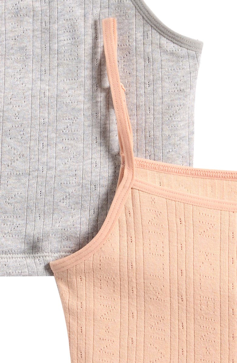 Calvin Klein Kids' 2-Pack Cotton Rib Crop Cami Bra Top, Alternate, color, Villa/ Heather Grey
