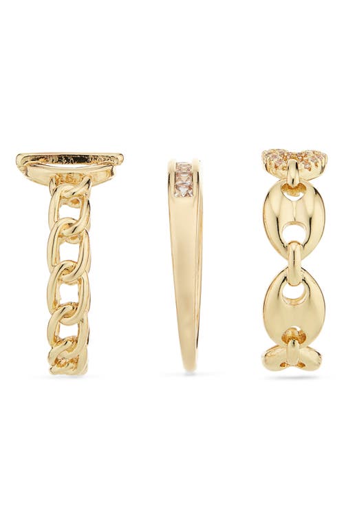 Nordstrom Rack 3-pack Pavé Cz Mariner Band Rings In Gold