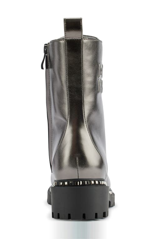 Dkny Rommily Lug Sole Combat Boot In Silver