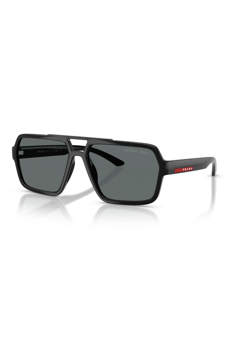 59mm Polarized Pilot Sunglasses, Alternate, color, BLACK / POLAR DARK GREY