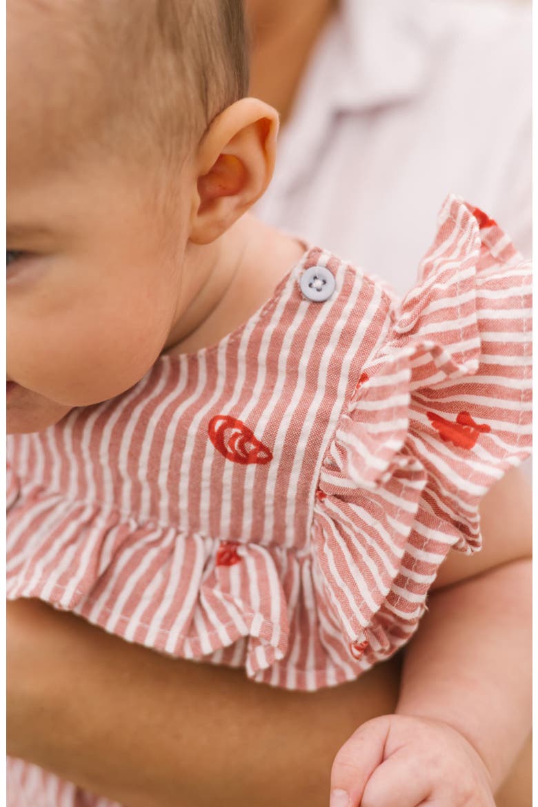 Stripe Organic Cotton Bubble Romper, Alternate, color, SHELL BELLE