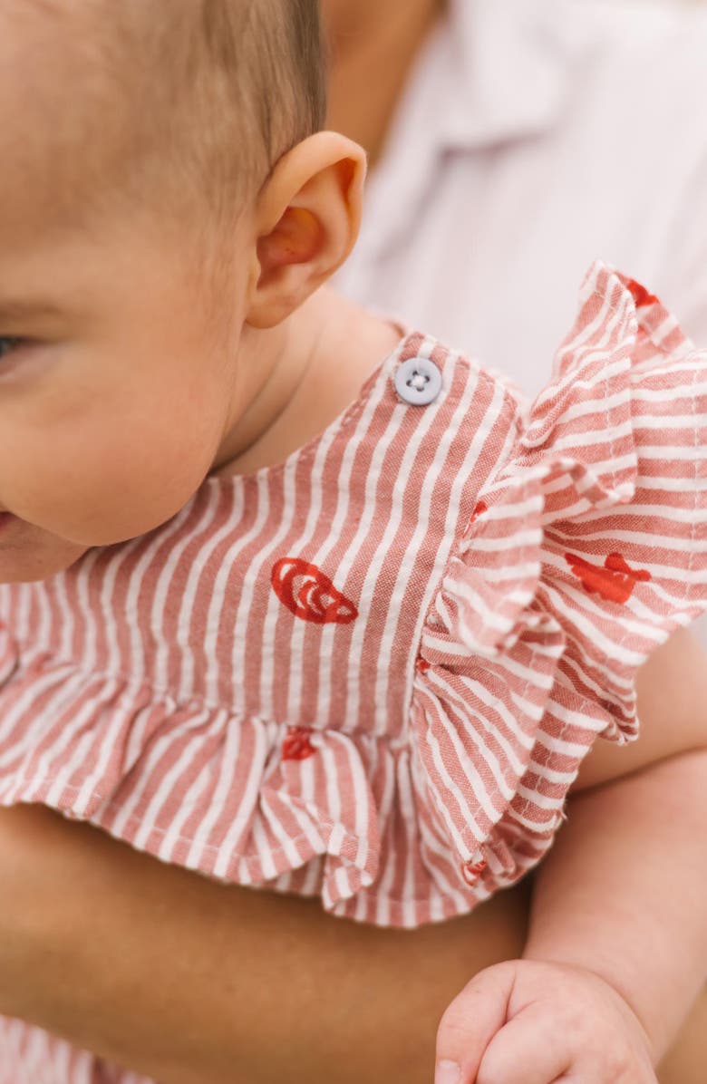 Pehr Stripe Organic Cotton Bubble Romper, Alternate, color, Shell Belle