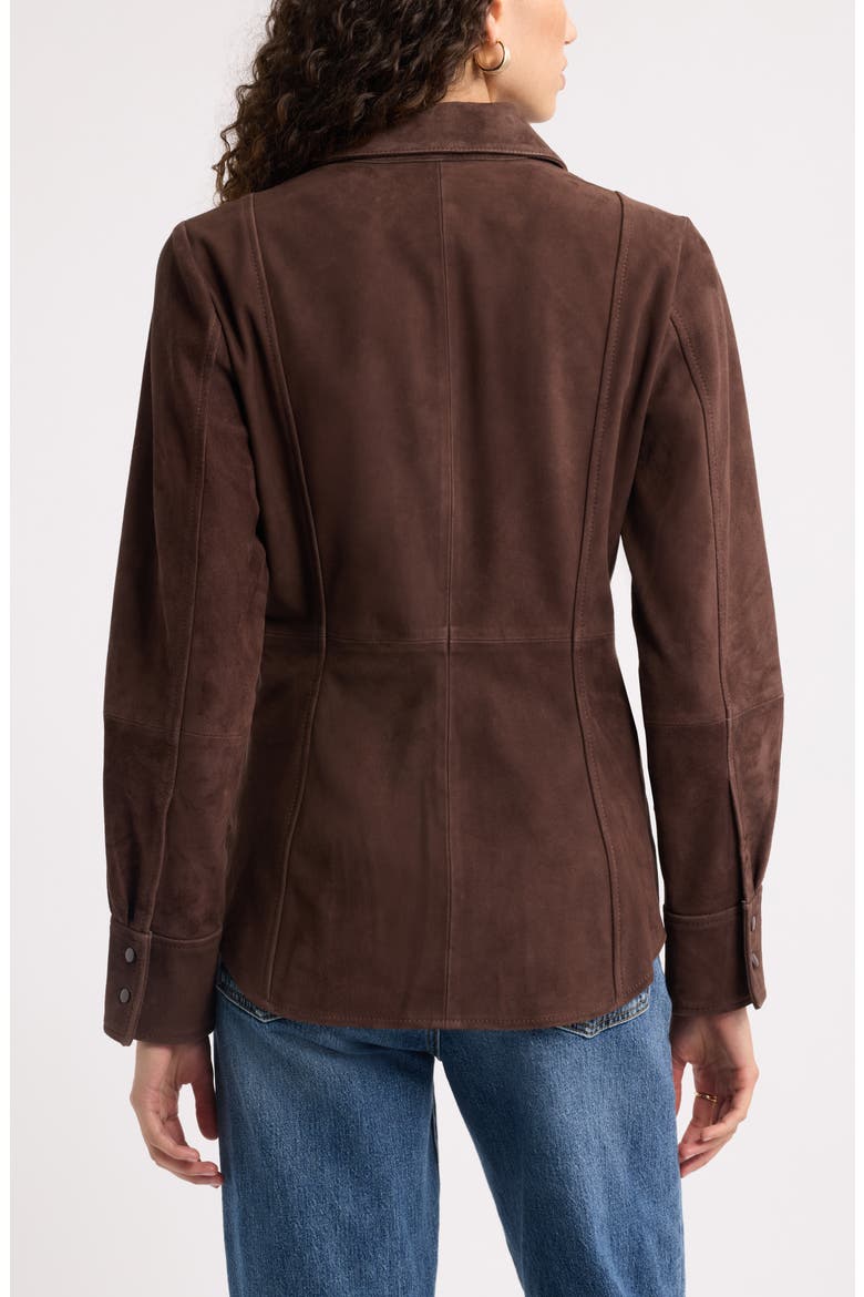 Waisted Suede Shirt, Alternate, color, BROWN COFFEE
