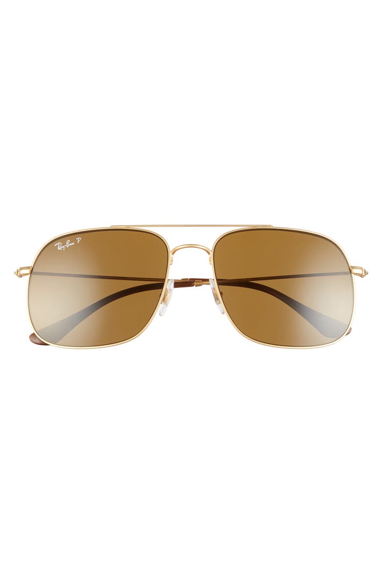 59mm Polarized Navigator Sunglasses, Alternate, color, RUBBER GOLD