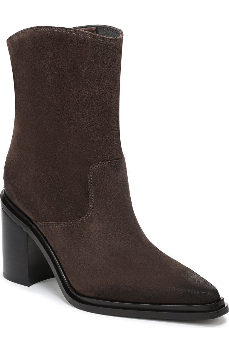 Franco Sarto Laken Block Heel Bootie, Main, color, Dark Brown Leather