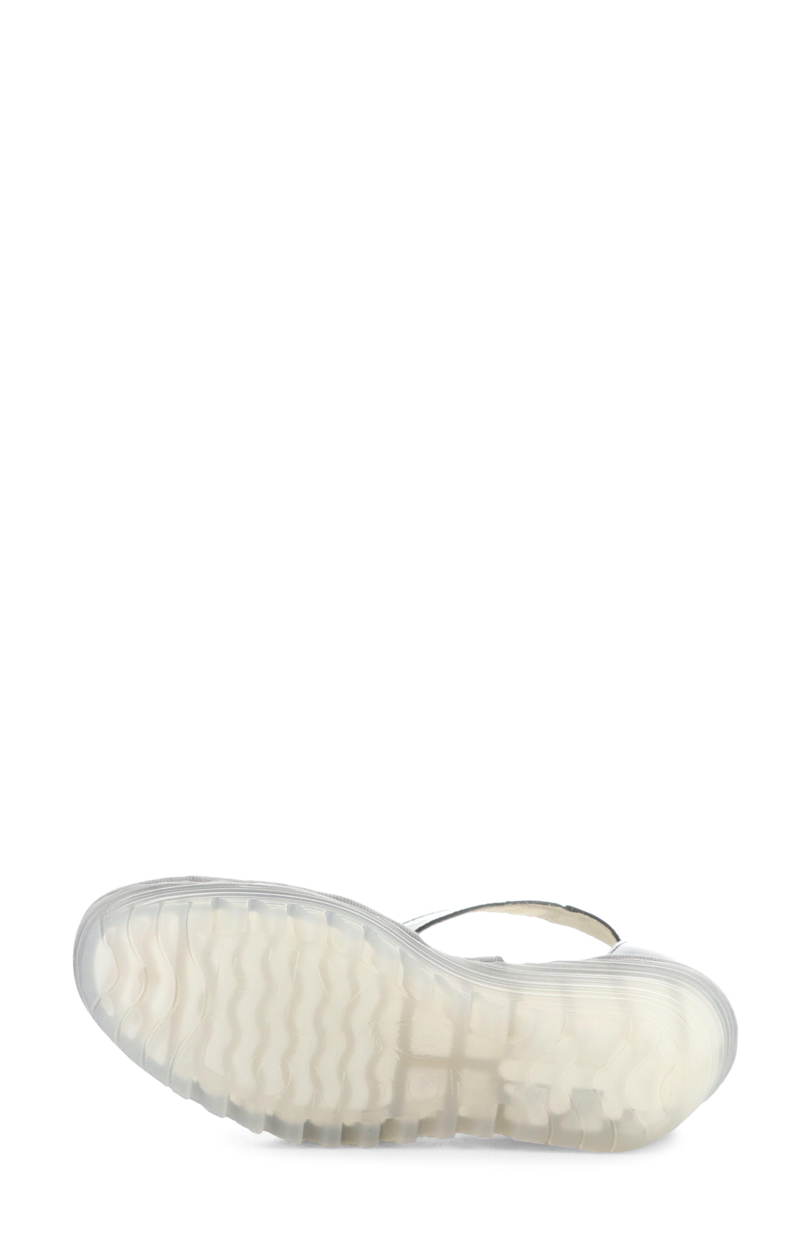 Fly London Yelu Platform Wedge Sandal, Alternate, color, Light Silver/ Black