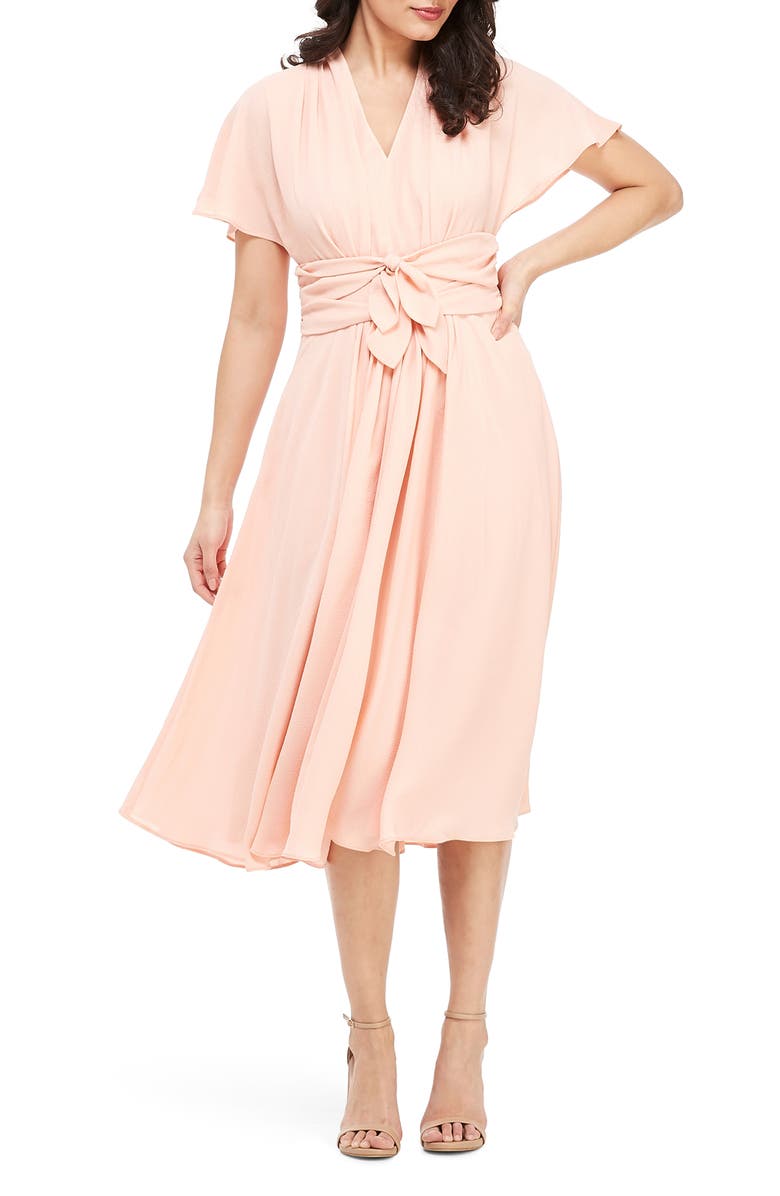 Gal Meets Glam Collection Jane Tie Waist Midi Dress, Main, color,