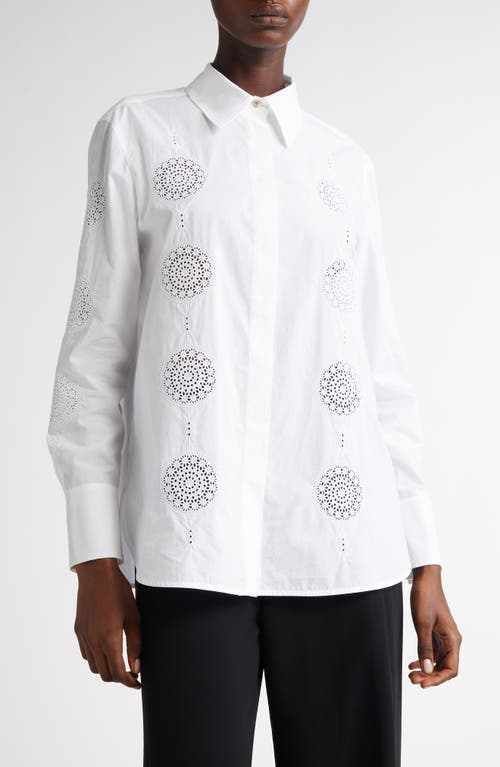 Max Mara Studio Sesia Cutwork Embroidered Button-up Shirt In Optical White