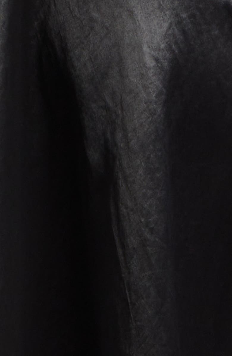 Collina Strada Tulip Asymmetric Lace Trim Satin Dress, Alternate, color, Black