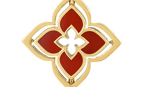 Roberto Coin Venetian Princess Pirouette Red Agate Flower Pendant Necklace In Gold