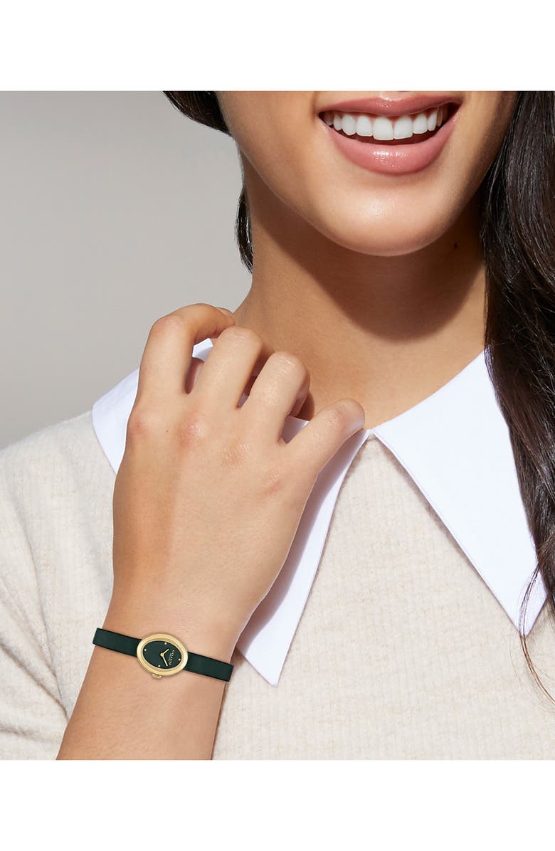 COACH Sammy Leather Strap Watch, 22.5mm, Alternate, color, Green