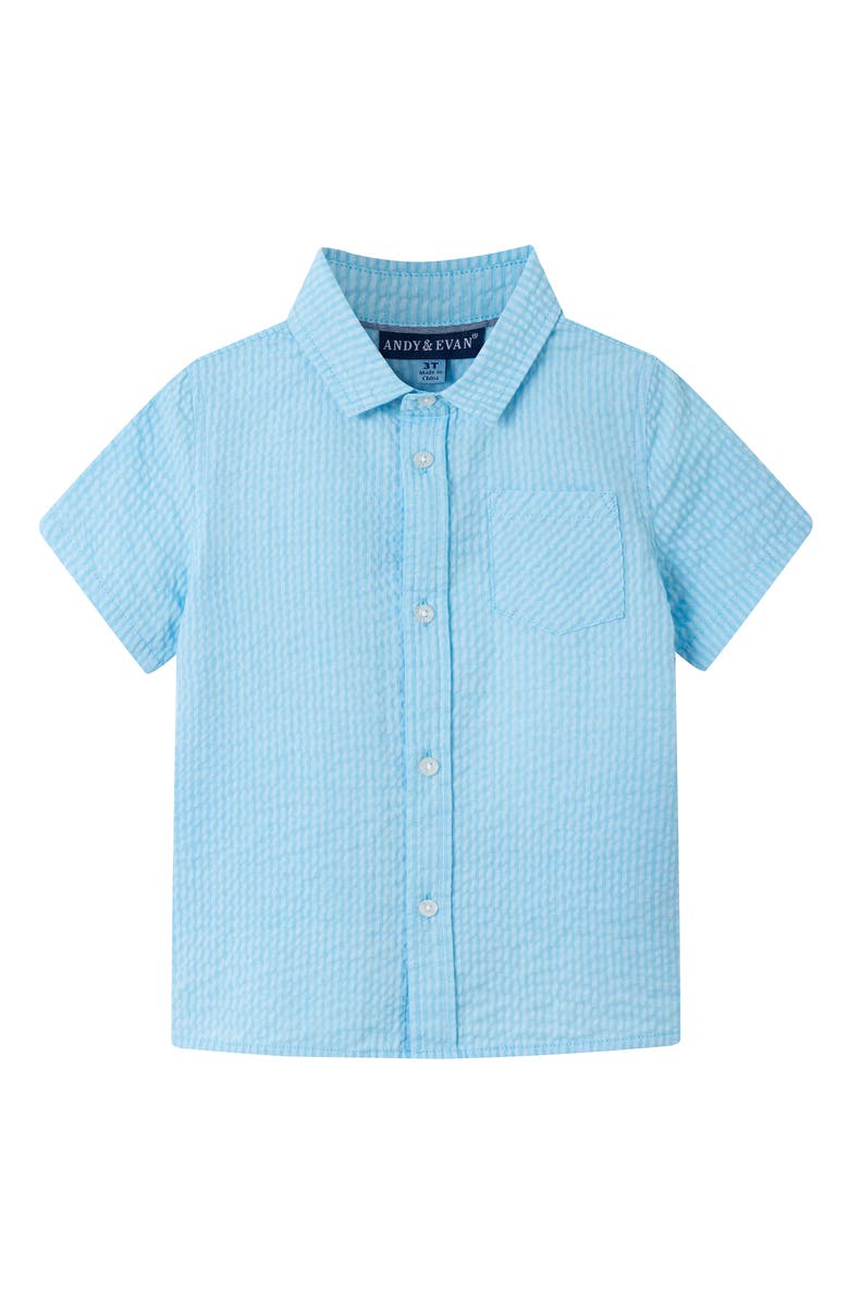 Andy & Evan Kids' Seersucker Button-Up Shirt & Shorts Set, Alternate, color, Bel Air Blue