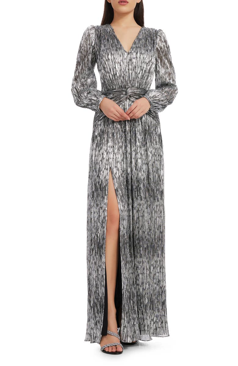 Dress the Population Cia Metallic Long Sleeve Dress, Main, color, 