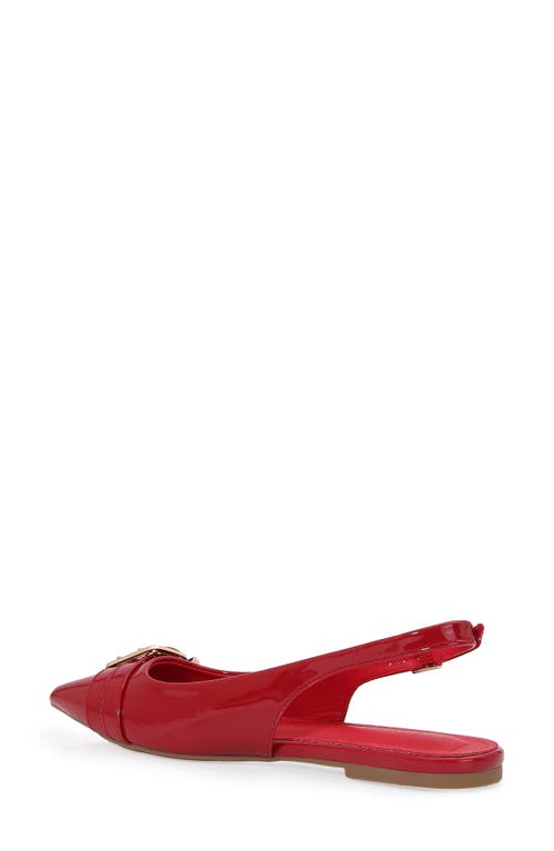 Berness Buckle Slingback Pointed Toe Flat In Red