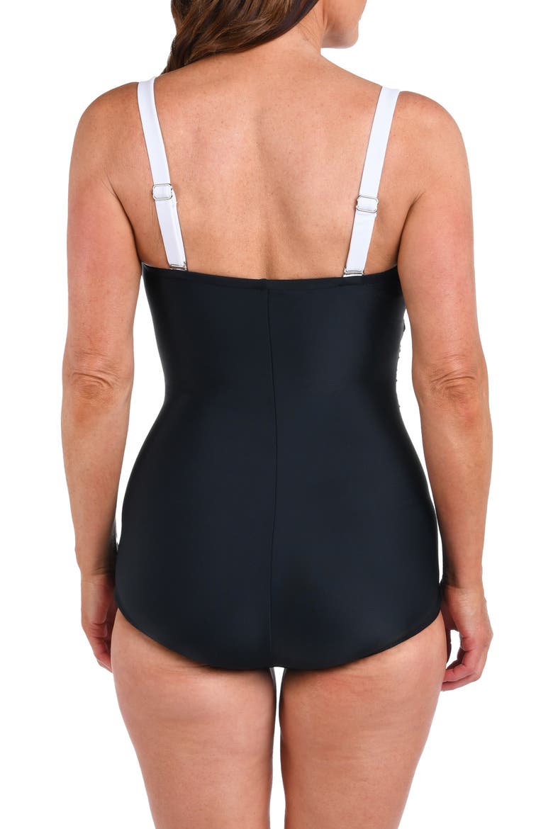 Girl Leg Bandeau One-Piece Swimsuit, Alternate, color, BLACK