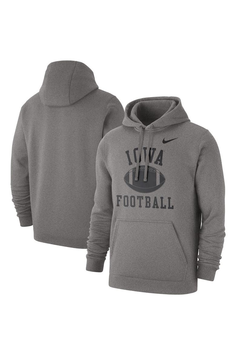 Men's Nike Heathered Gray Iowa Hawkeyes Football Club Pullover Hoodie, Alternate, color, Heather Gray