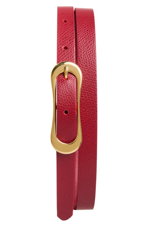 Carla Slim Pebbled Leather Belt
