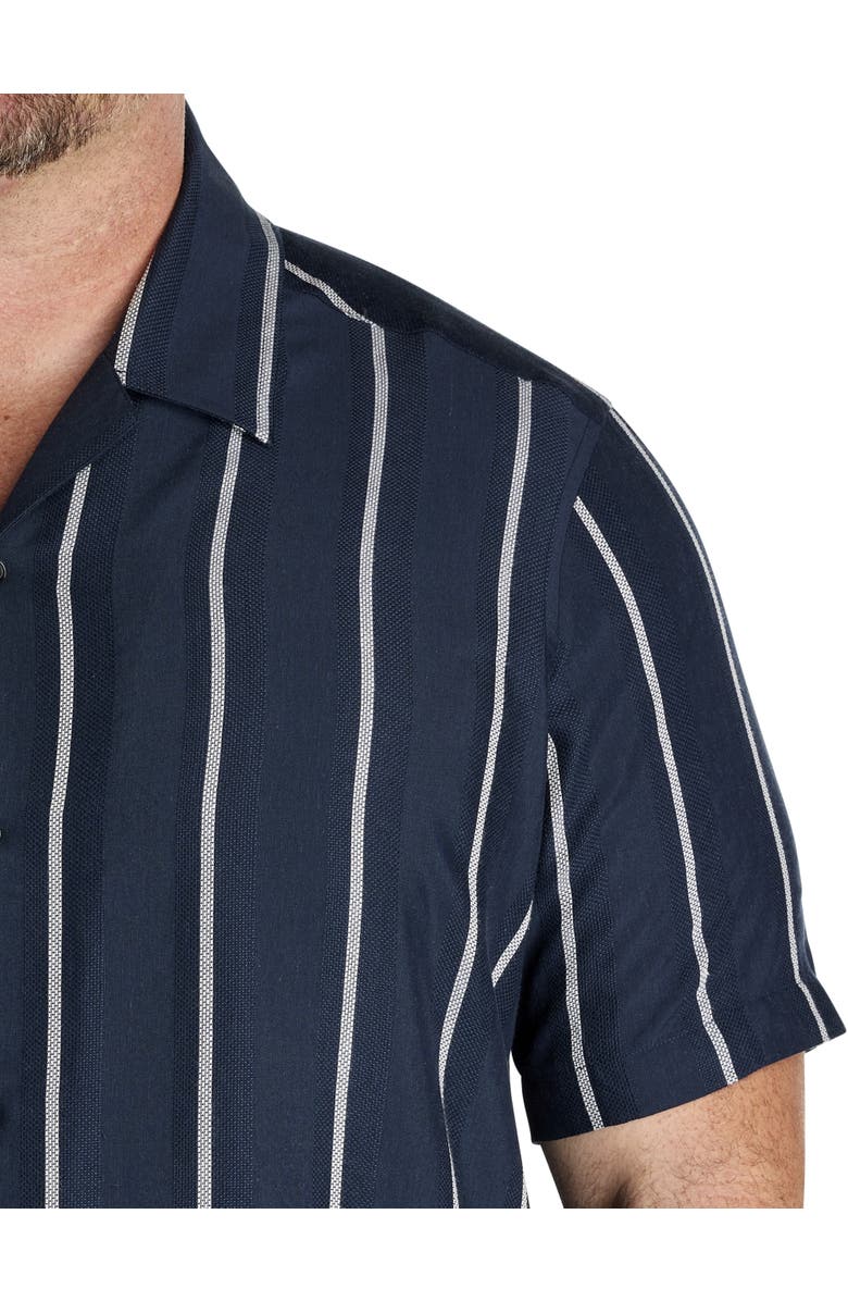 Perry Ellis Big & Tall Striped Sport Shirt, Alternate, color, Dark Sapphire