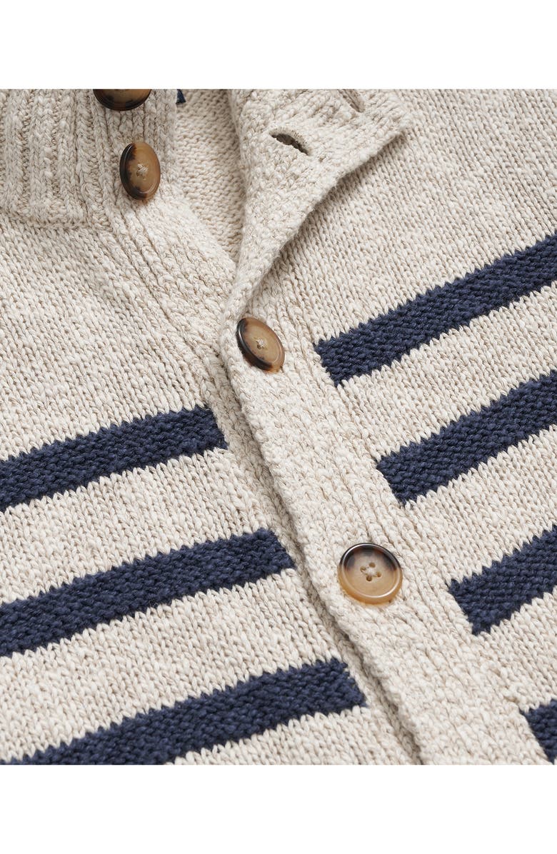 Brooks Brothers Stripe Cotton & Linen Cardigan, Alternate, color, Oat/ Navy