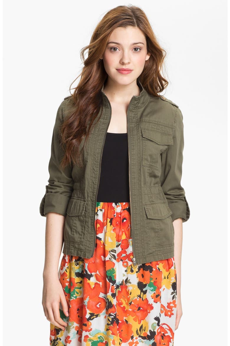 Caslon Roll Sleeve Utility Jacket, Main, color, WASHED OLIVE GROVE