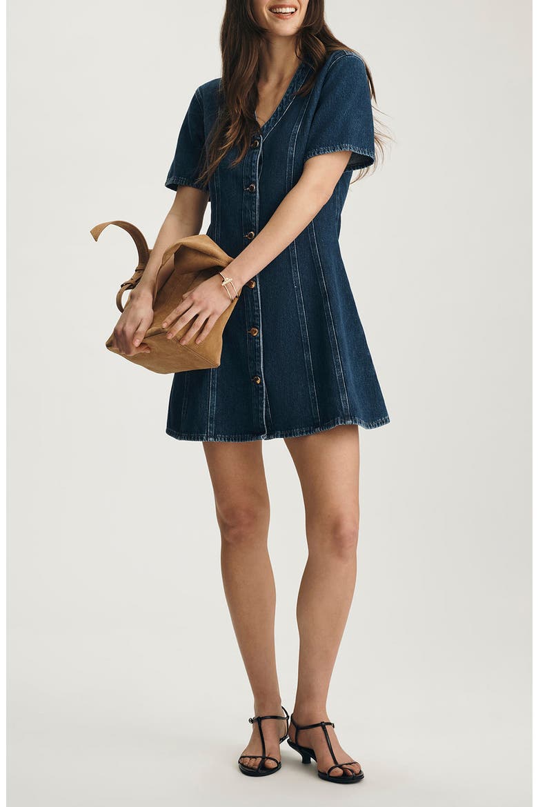 Kristy Cotton Denim Shirtdress, Main, color, DARK GOLD PREMIUM