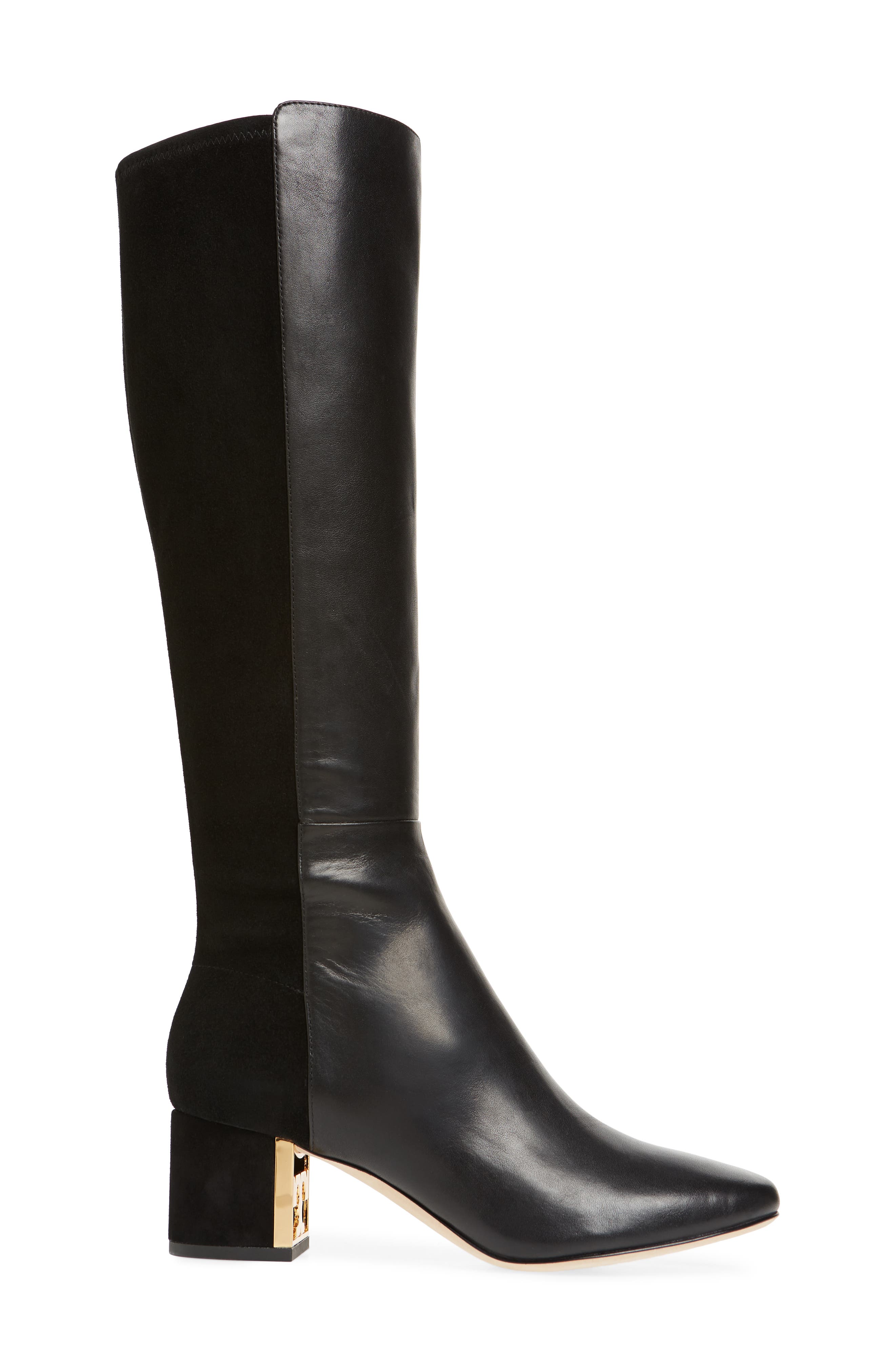 Tory Burch Gigi Logo Heel Tall Boot, Alternate, color, 