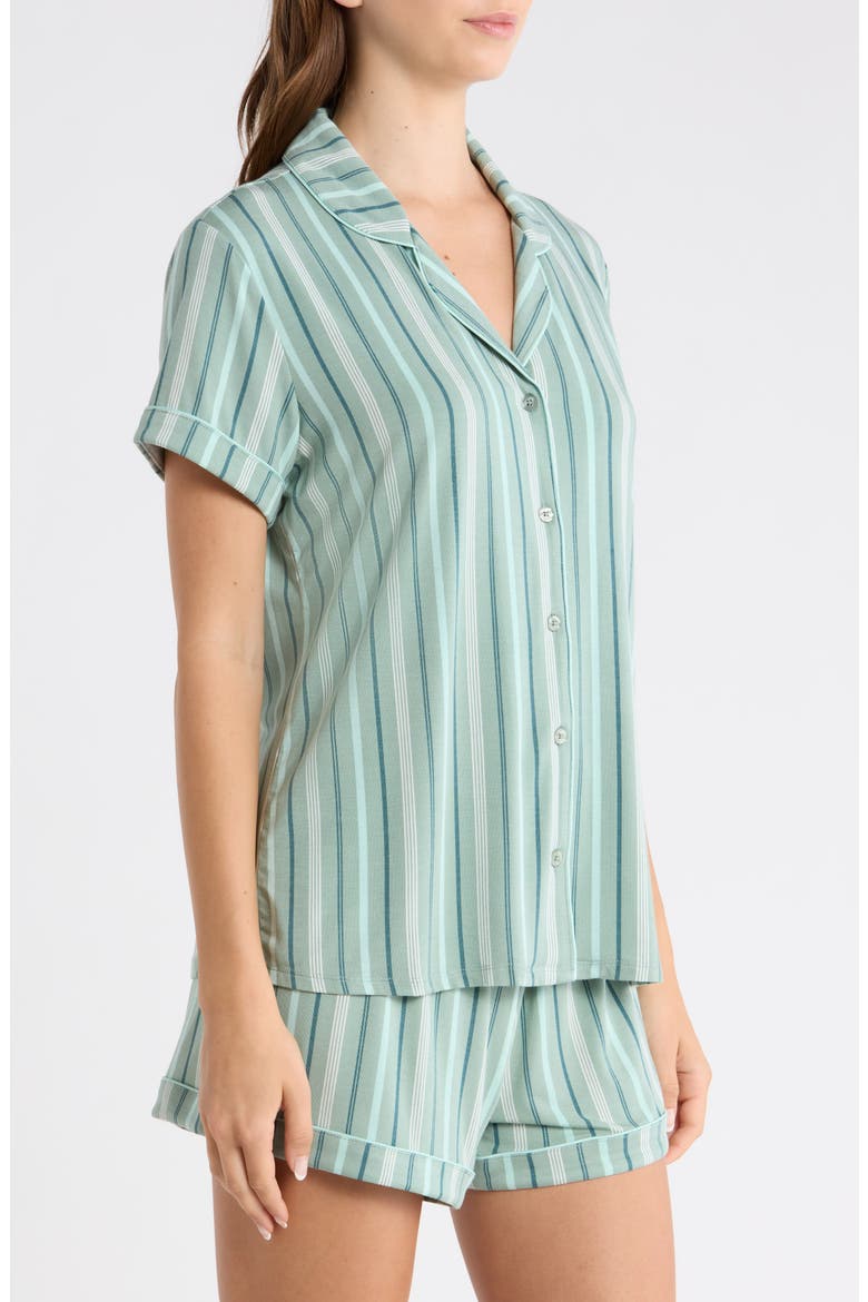 Moonlight Eco Short Pajamas, Alternate, color, TEAL VARIGATED STRIPE
