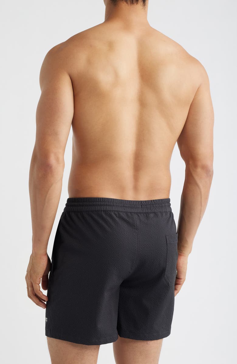 AllSaints Emblem Swim Trunks, Alternate, color, Washed Black