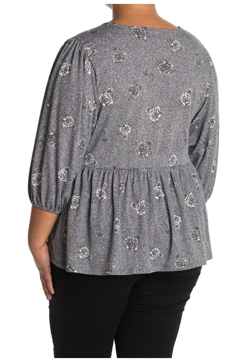 Bobeau Puff Long Sleeve Baby Doll Top, Alternate, color,