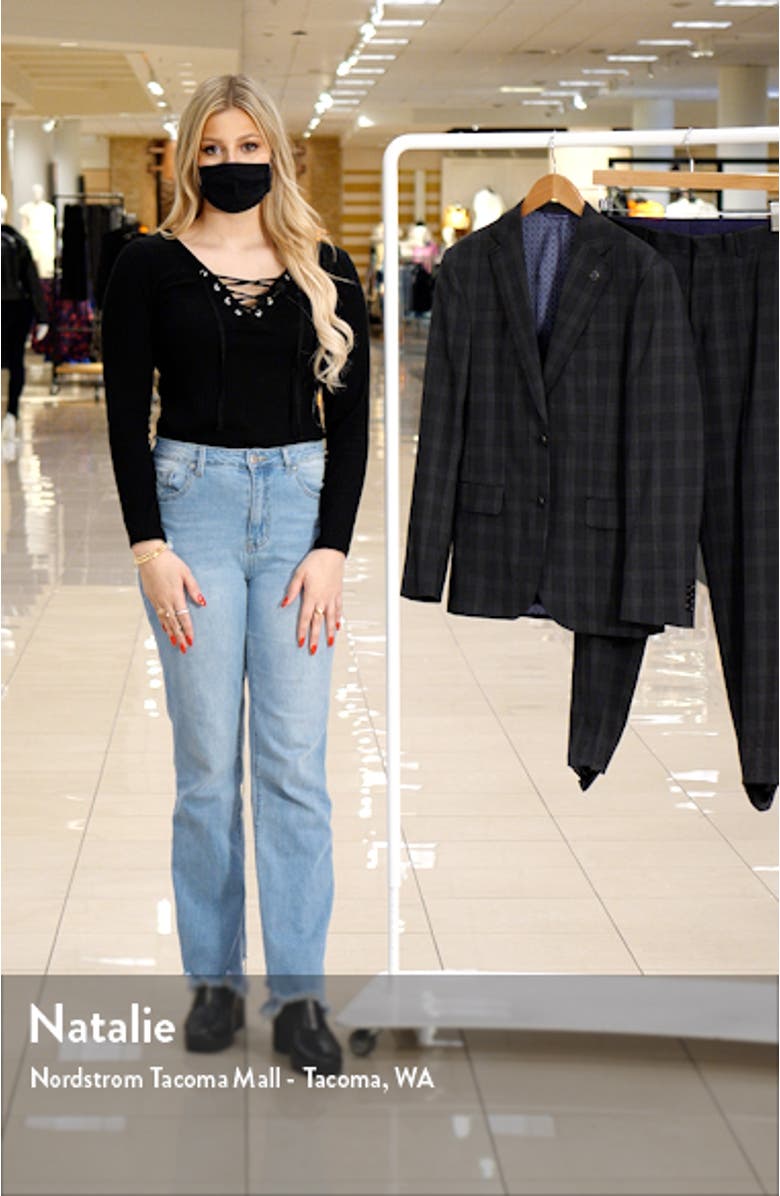 Roger Extra Slim Fit Plaid Wool Suit, sales video thumbnail