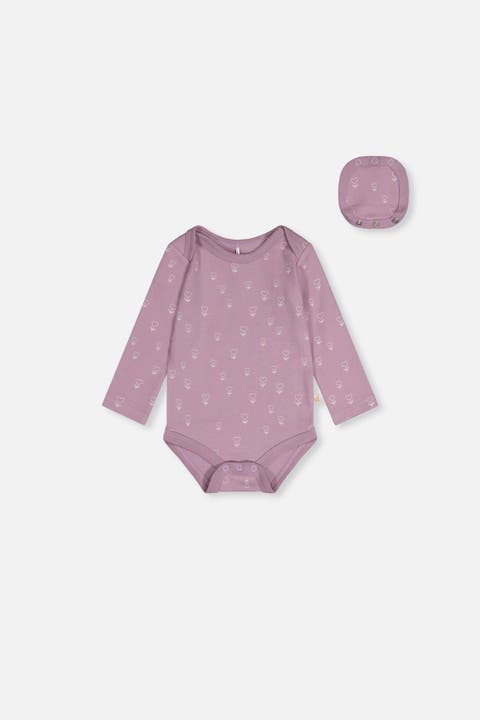 Organic Cotton Long Sleeve Heart Floral Romper
