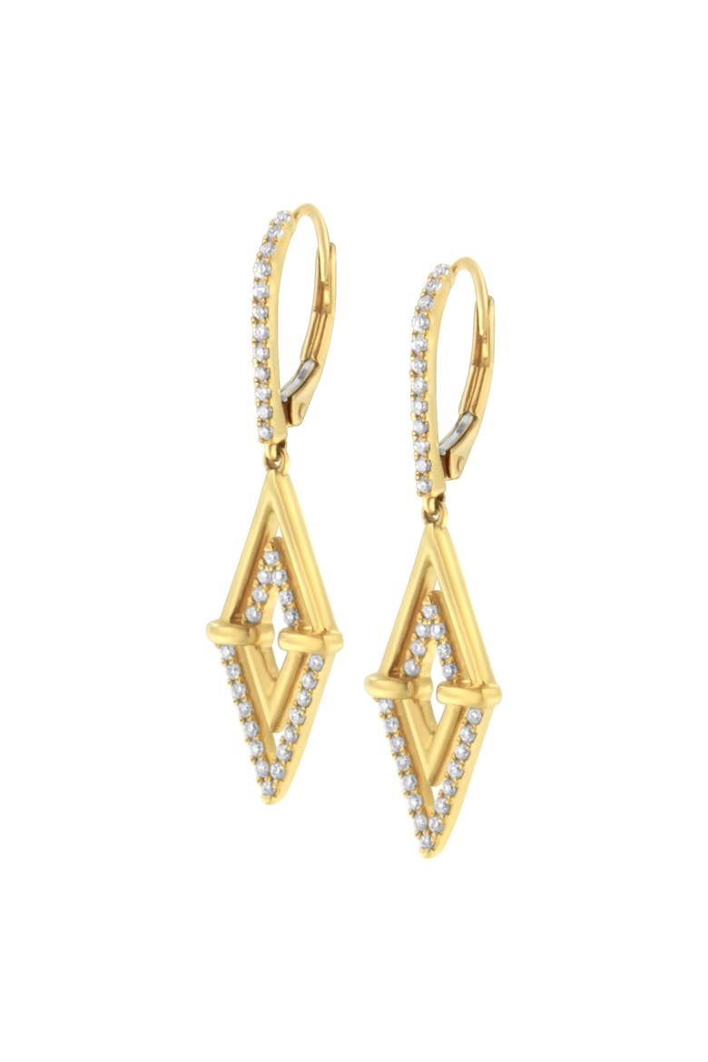 14K Yellow Gold 3/8 Ct Double Triangle Drop and Dangle Diamond Earrings, Alternate, color, Yellow