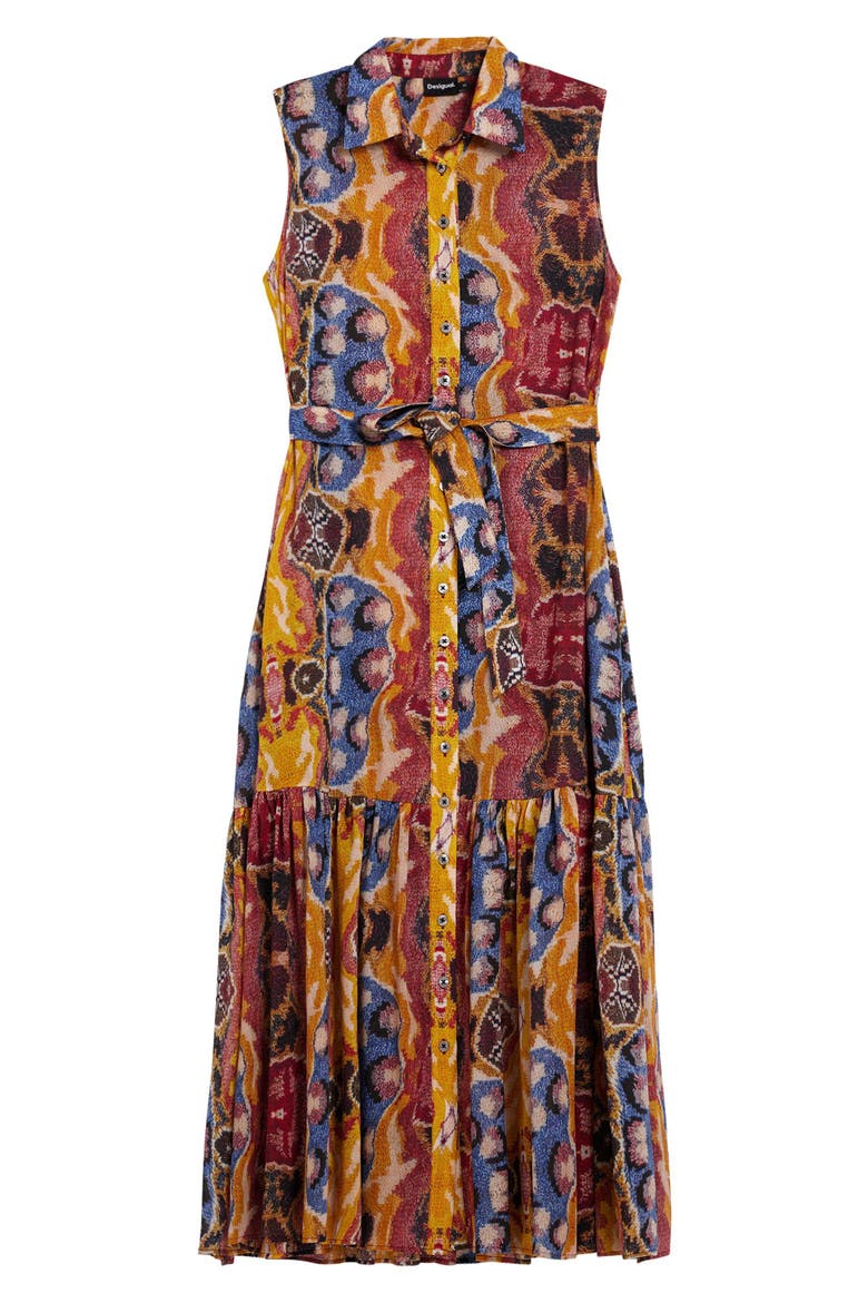Abstract Print Sleeveless Dress, Alternate, color, BURGUNDY MULTI