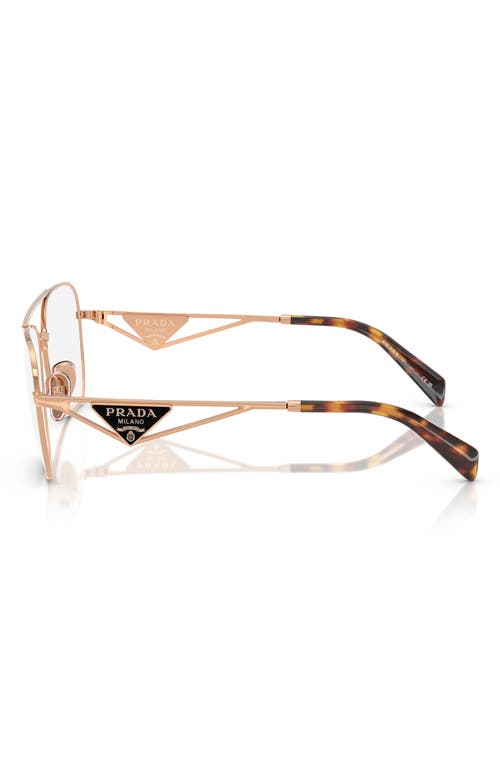 Prada 57mm Pilot Optical Glasses In Rose Gold