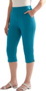 Roaman's Plus Size Soft Knit Relaxed Pull On Capri Pant