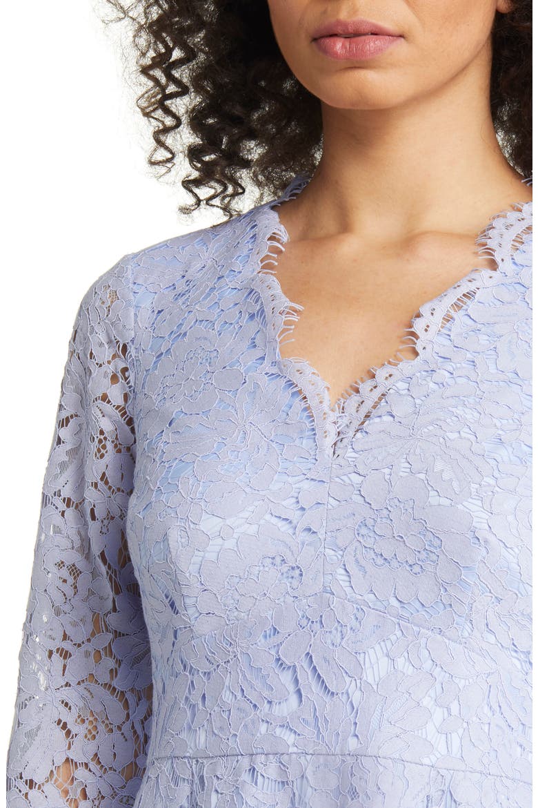 Long Sleeve Lace Fit & Flare Dress, Alternate, color, LIGHT BLUE